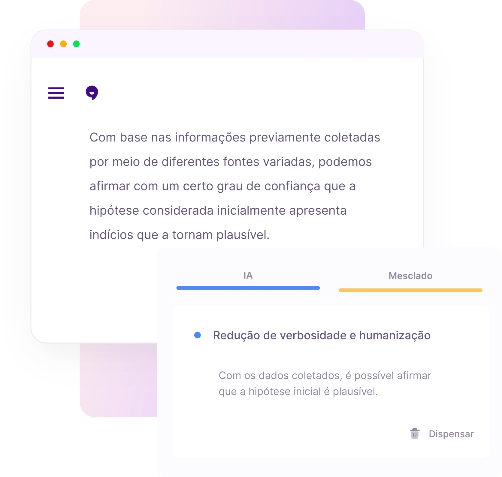Três janelas do aplicativo Clarice.ai sobrepostas, simulando um ambiente de trabalho. A janela principal mostra a tela inicial de um chatbot com a mensagem "Olá, sou a Clarice.ai" e opções de exemplos, capacidades e limitações. As outras janelas, mais ao fundo, mostram a interface de um chat em andamento